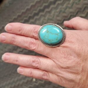 Torquiose Ring, silver band.